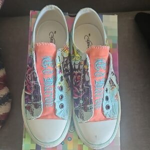 Ed Hardy Coral & Mint Floral Slip-On Womens Sneakers